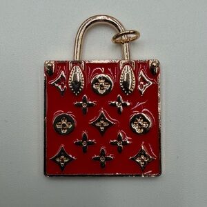 Chic Red and Gold upcycled LV pendant, charm